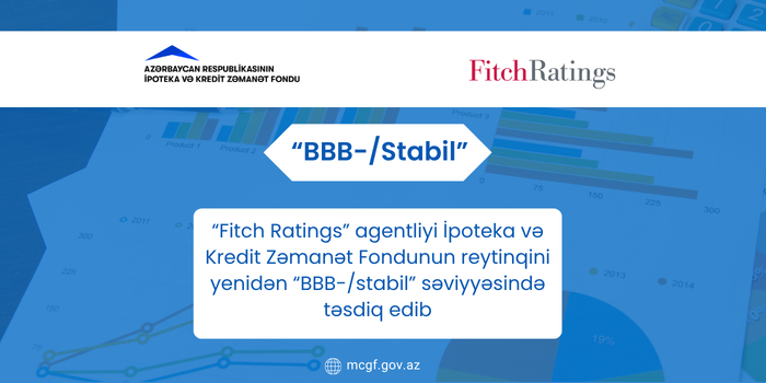“Fitch Ratings” agentliyi İpoteka və Kredit Zəmanət Fondunun reytinqini yenidən “BBB-/stabil” səviyyəsində təsdiq edib